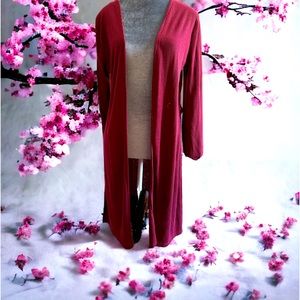 Ambiance lightweight burgundy fashion duster. Women’s Medium